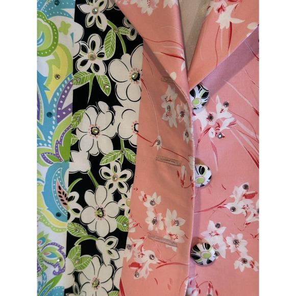 NWT Lorizoni‎ Women's Blazer Jacket Floral Patchwork Crystal Embellished M - Picture 5 of 5